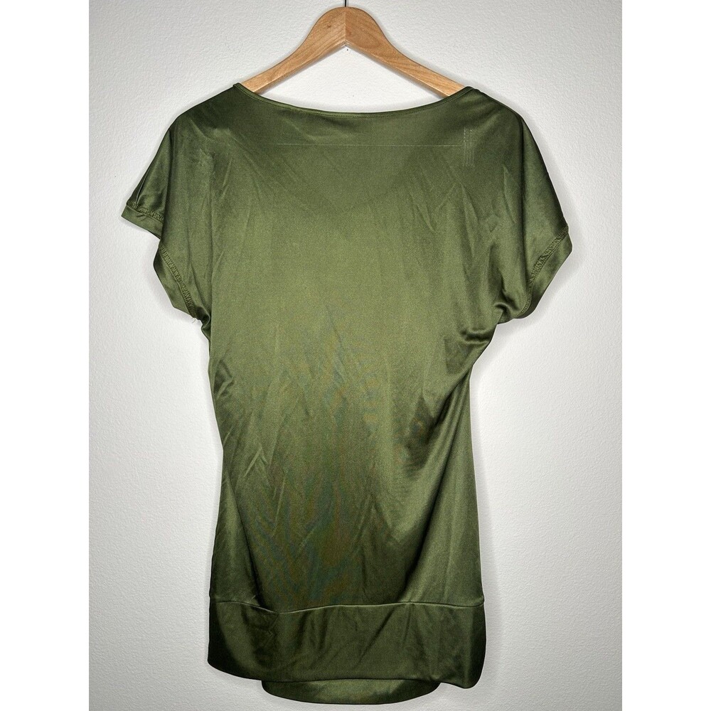 Y2K New York & Co Olive Green Cowl Neck Ruched Tunic Top Club Mini Dress Size M - Picture 5 of 6